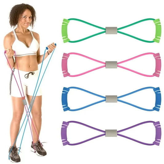 4-Pack Figure 8 Resistance Bands – Durable Pull Bands for Upper Body Workouts, Toning, Home Gym Training and Physical Therapy